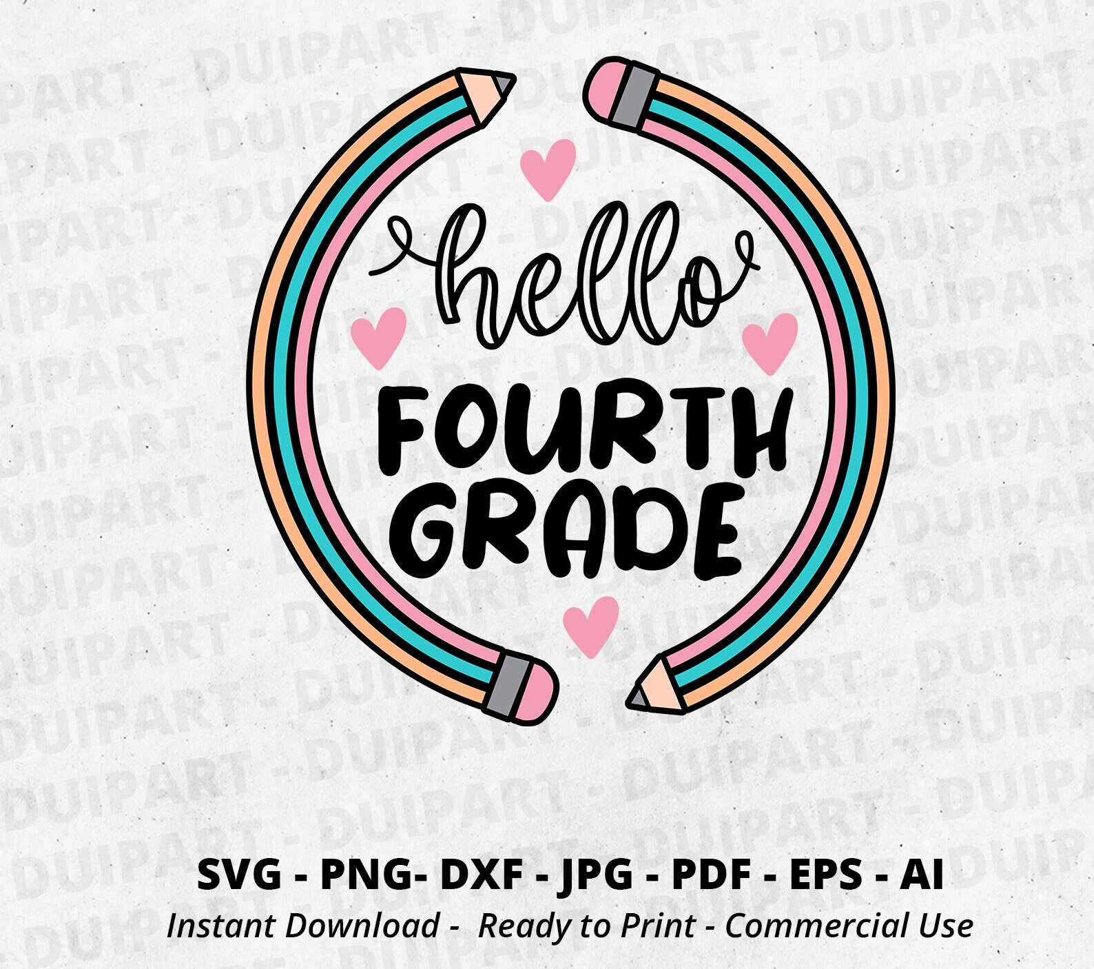 Hello Fourth Grade Svghello 4th Grade Svgback to School Svg - Etsy