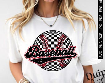 Retro Checkered Baseball Design, Game Day PNG SVG
