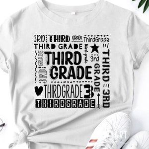 Third Grade Typography SVG,Third Grade SVG,Back To School svg,School Shirt svg, Cricut,First Day of School svg,3rd Grade Teacher,Teacher svg
