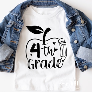 Apple Cuarto Grado SVG, 4to Grado svg, Maestro de Cuarto Grado svg, Regreso a la Escuela svg, Camisa Escolar svg, Cricut svg, Primer Día de Escuela svg