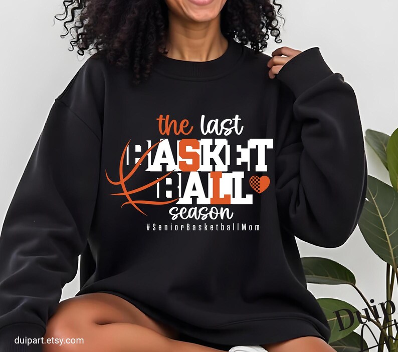 White sweatshirt with basketball mom design