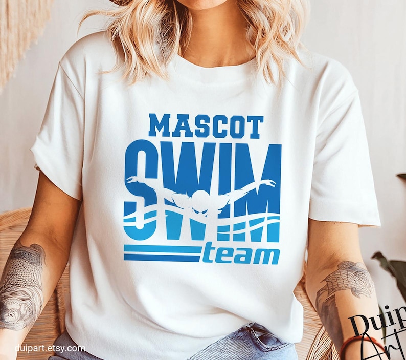 Swim Team SVG PNG DXF EPS, Custom Swimming Team Shirt Design, Cricut Cut File for Digital Download