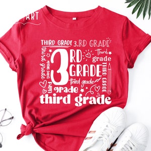 Dritte Klasse Typografie SVG, dritte Klasse SVG, zurück zur Schule svg, Schulshirt svg, Cricut, erster Tag der Schule svg, dritte Klasse Lehrer, Lehrer svg