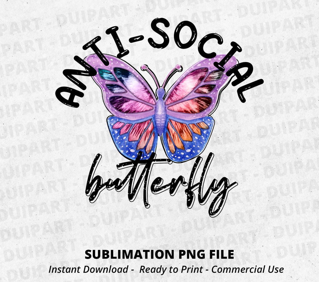 Anti-social Butterfly PNG Vintage Butterfly Png Retro - Etsy