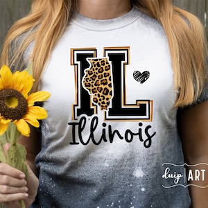 Illinois Leopard svg, IL leopard svg, Illinois svg, Leopard svg, Illinois Karte svg, Illinois Liebe svg, Cricut svg, Herz svg, Illinois Mädchen-Hemd