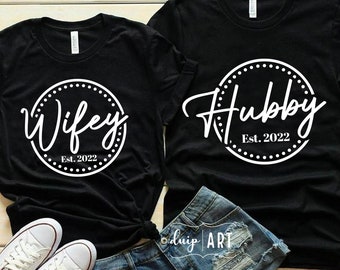 Hubby and Wifey 2022 SVG, Bride and Groom svg, Wedding svg, Husband and Wife svg, Matching Shirts,Mr and Mrs svg,Just Married svg,Cricut svg