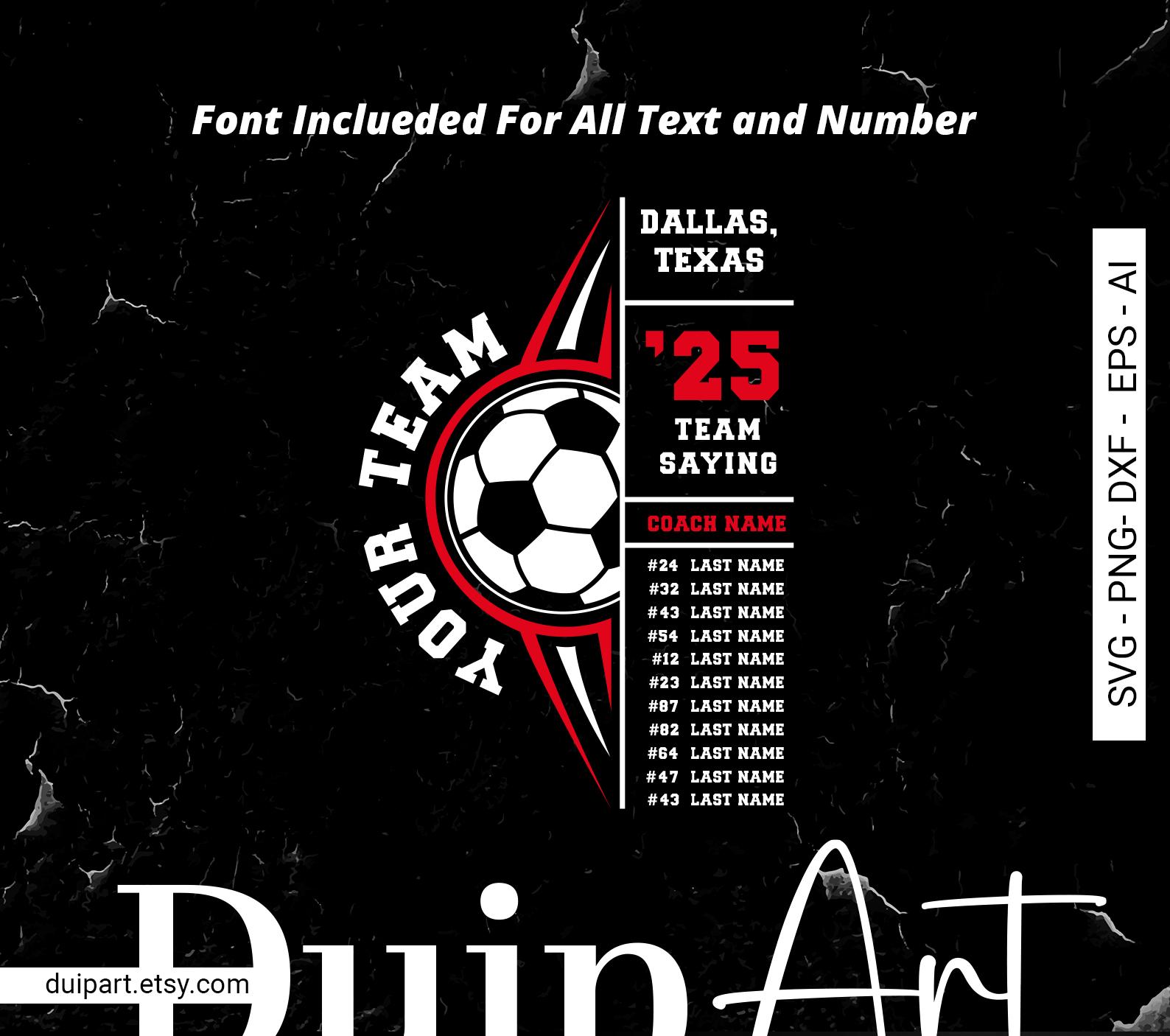 Custom Soccer Team Roster SVG, PNG, Game Day Shirt (digital Download ...