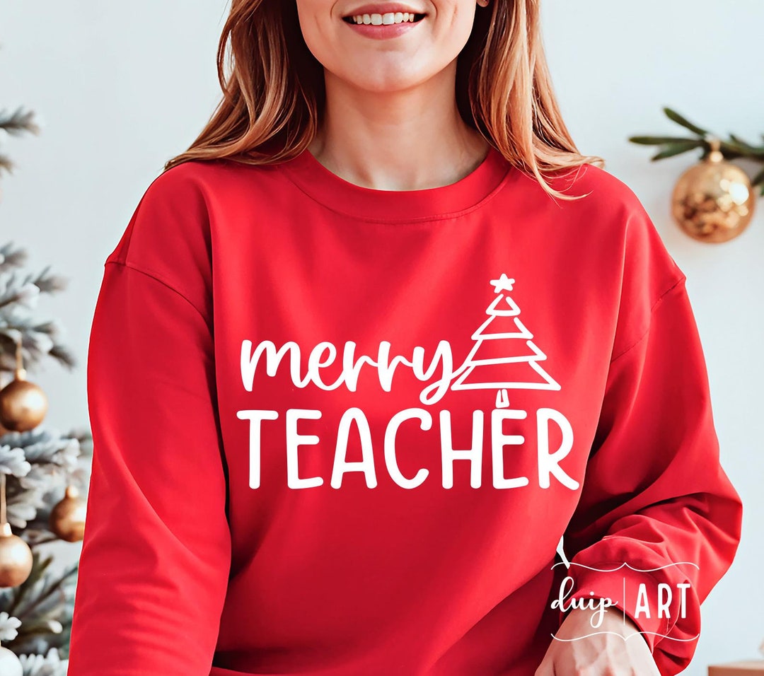 Merry Teacher SVG PNG DXF, Gift for Teacher, Teacher Christmas Shirt ...