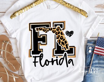 Florida Leopard Print SVG: FL Map, Heart, Cricut Cut File