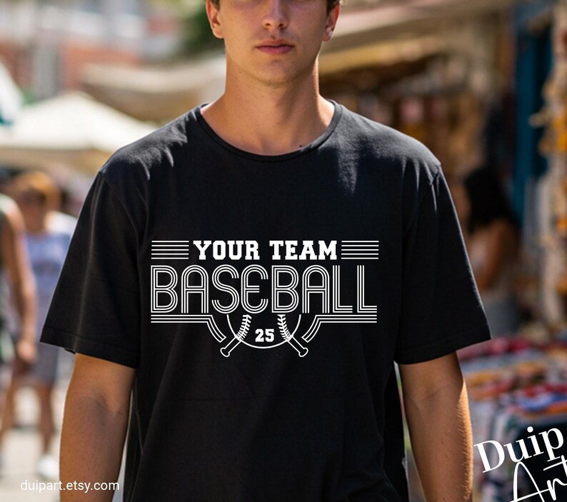 Vintage team name and number SVG for baseball families and players. Compatible with DTF, sublimation, and cutting machines.