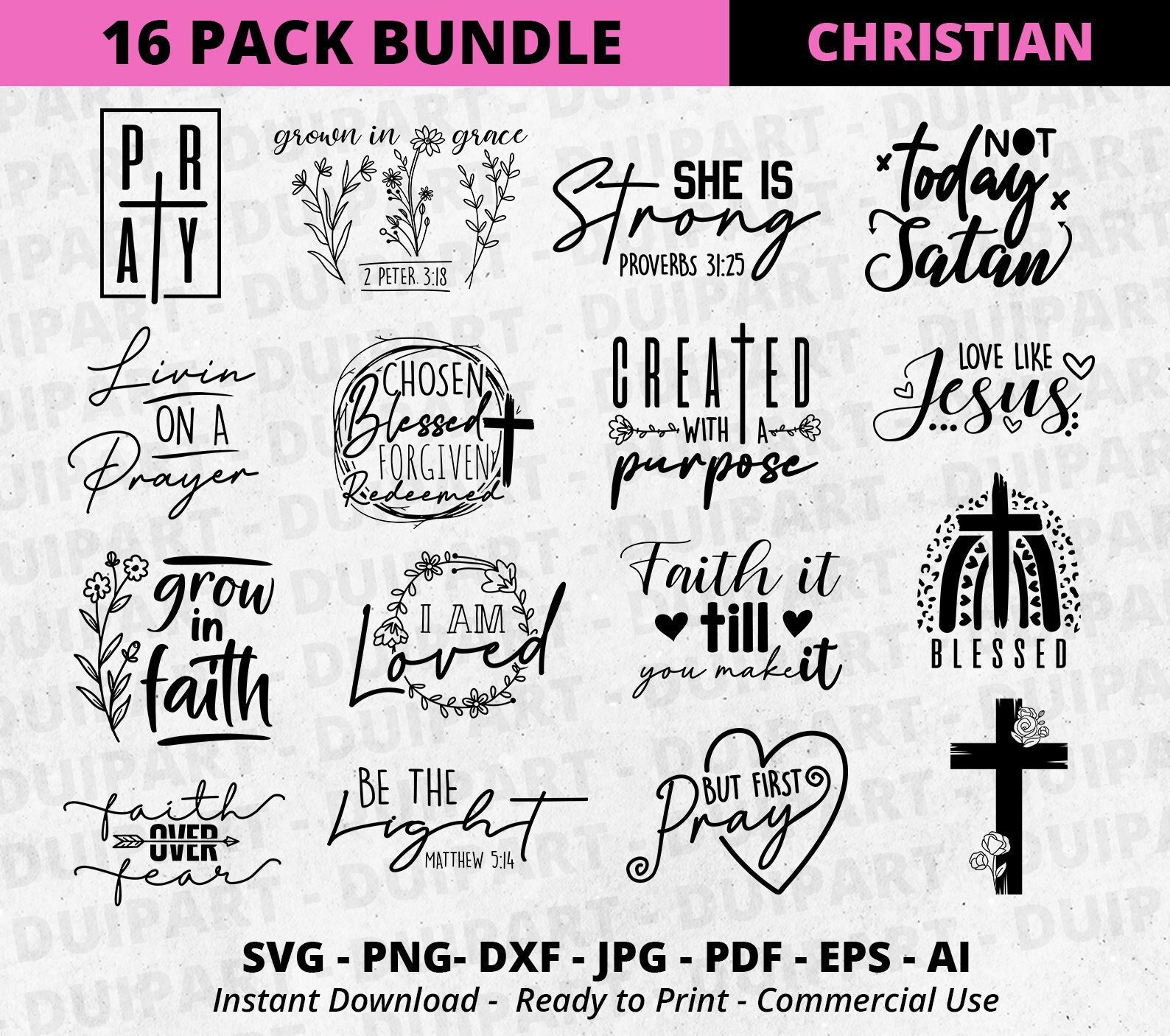 Christian Shirt Design Bundle: Retro Religious SVG PNG (digital ...