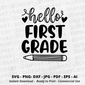 Hello First Grade Svg Hello 1st Grade Svgback to School Svg - Etsy