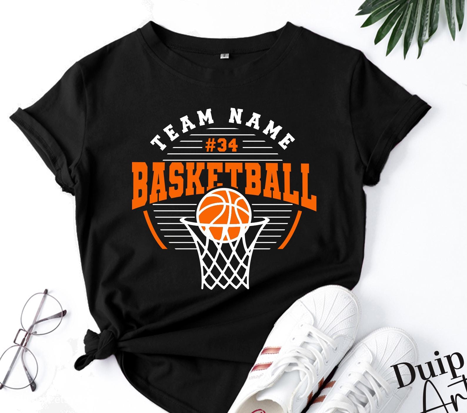 Custom Basketball Team Logo SVG PNG, Editable Mascot Basketball Shirt Design for Cricut, Personalized Jersey Number Template, Font Included