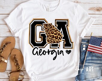 Georgia Leopard Map SVG, GA Girl Shirt, Cricut Cut File