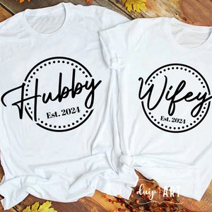 Hubby and Wifey 2024 SVG, Bride and Groom svg, Wedding svg, Husband and Wife svg, Matching Shirts,Mr and Mrs svg,Just Married svg,Cricut svg