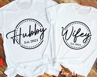 Hubby and Wifey 2024 SVG, Bride and Groom svg, Wedding svg, Husband and Wife svg, Matching Shirts,Mr and Mrs svg,Just Married svg,Cricut svg