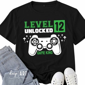 Level 12 Unlocked svg, 12th Birthday Gamer Boy,12 years Old Gamer Tshirt, Game King svg, Controller Joystick, Level Unlocked svg, Cricut svg