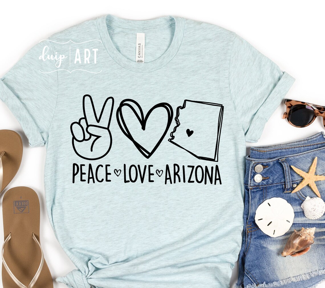 Peace Love Arizona Svgarizona Svgstate Svglove Arizona - Etsy