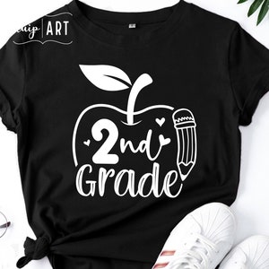 Apple Second Grade SVG, 2. Klasse SVG, 2. Klasse Lehrer svg, Back To School SVG, Schulshirt SVG, Cricut svg, Erster Schultag svg