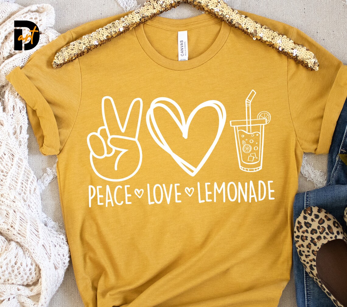Peace Love Lemonade Svg Lemonade Svglemon SVG Drink Etsy