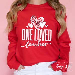 One Loved Teacher SVG, Teacher Valentine svg, Teacher svg, Teacher Gift Shirt, Leopard Heart svg, Hello Valentine svg, Valentine's Day svg