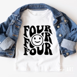Stacked Four SVG, Four svg, Fourth Birthday SVG, I am 4 svg, Boy birthday svg, Girl birthday svg, Four Birthday svg, 4 years old,Smile svg
