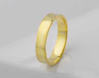 Anillo de banda de boda simple y liso de oro para hombres, anillo de promesa único para el esposo, banda de compromiso para hombres delicados apilables en oro de 14 qt, papá de regalo