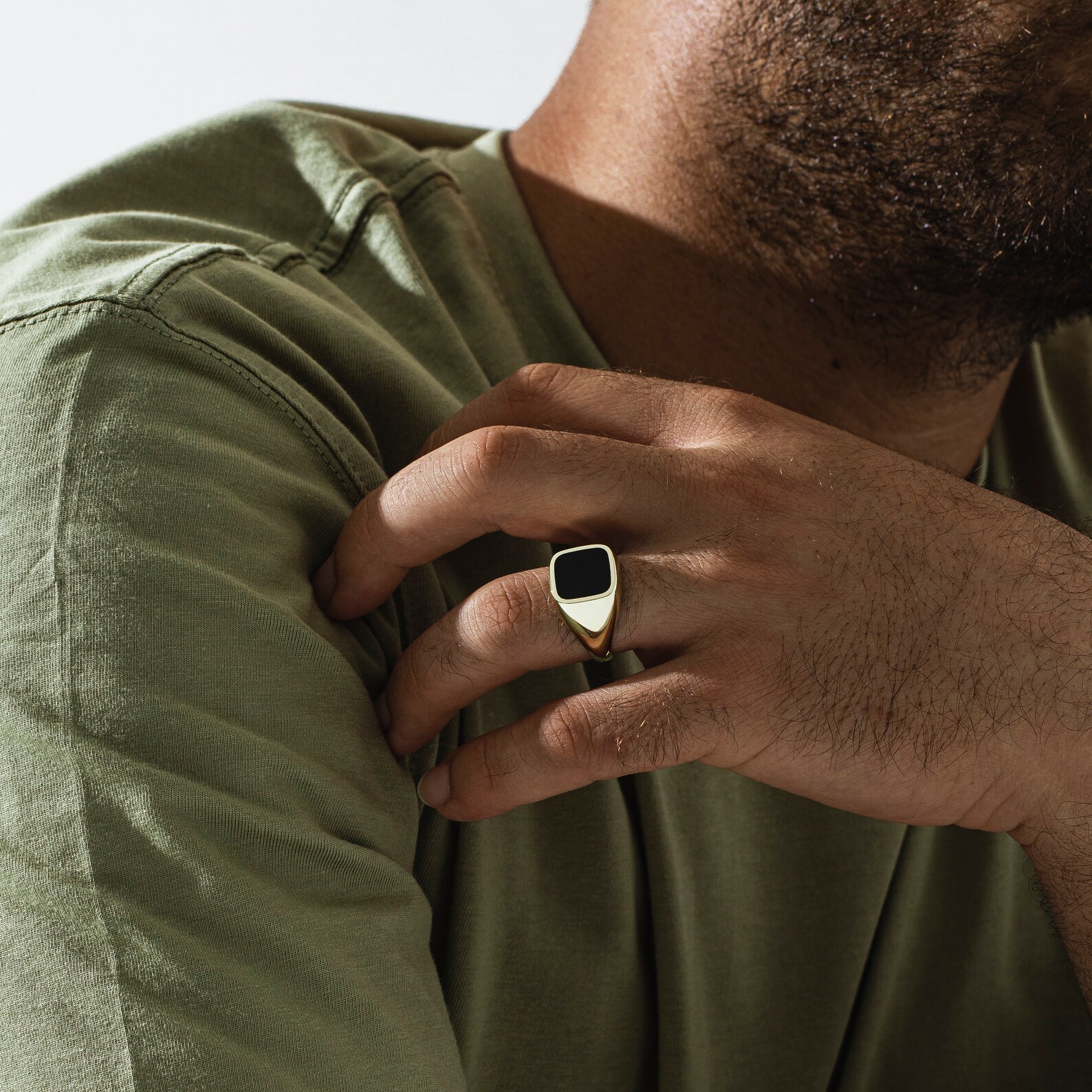 Black Onyx Mens Gold Ring Mens Minimalist Gold Ring Etsy