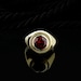 Antique Ruby Gold Signet Ring with Shiny Gemstone, 10K 14K Gold Vintage Pinky Ring with Emerald, Unique Mens Jewelry, Sapphire Promise Ring 
