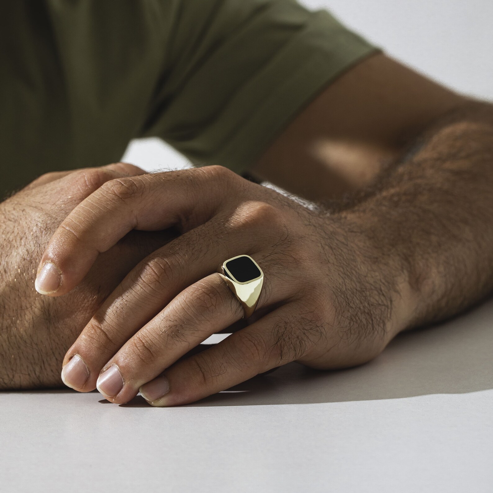 Black Onyx Mens Gold Ring Mens Minimalist Gold Ring Etsy