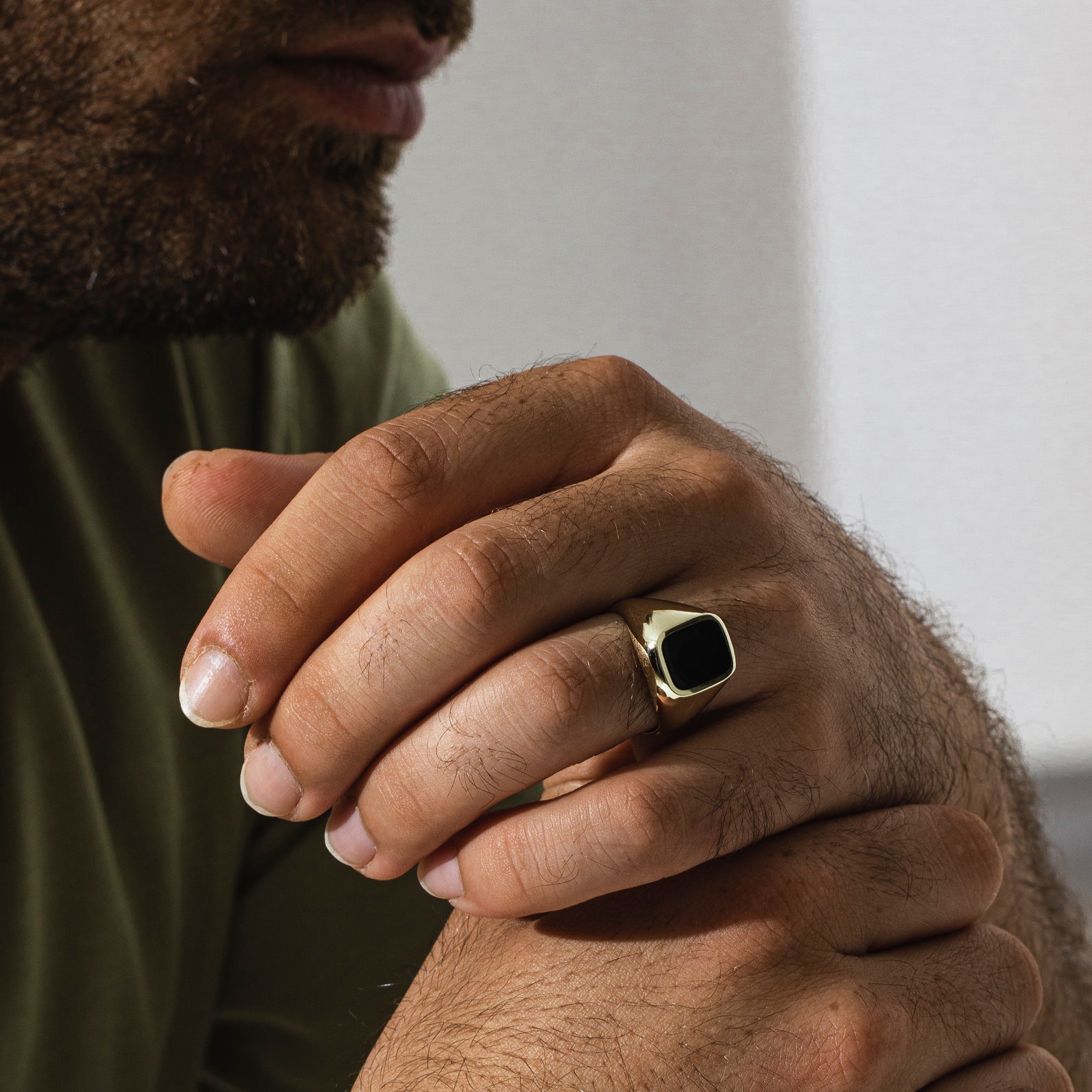 Black Onyx Mens Gold Ring Mens Minimalist Gold Ring Etsy