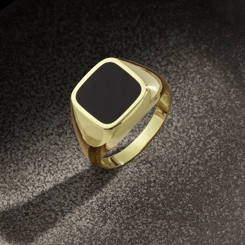 Black Onyx Mens Gold Ring Mens Minimalist Gold Ring Etsy