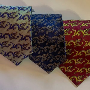 Japanese Dragon Silk Tie - Multiple Colors
