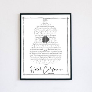 LETRAS DE GUITARRA, Acústica, Letras de canciones, Arte de pared, Regalo de aniversario, Cumpleaños, Regalo de músico, Especial, Pensativo, Presente, Día de las Madres