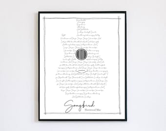 Custom song lyrics, Wall art, Anniversary gift, last minute, printable, Musician gift, Guitar art, Music, holiday present, Valentines day
