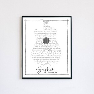 Aangepaste songteksten, kunst aan de muur, verjaardagscadeau, last minute, afdrukbaar, muzikant cadeau, gitaarkunst, muziek, vakantiecadeau, Valentijnsdag
