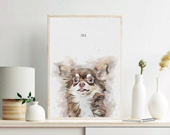 DOG PORTRAIT, Watercolour photo, Custom, Personalized, Birthday Gift, Dog memorial, Print, Puppy, Mothers day gift, Pet lover, Last minute