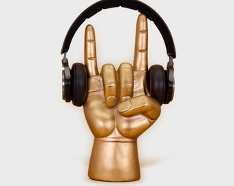 Rock On Headphone Stand | Office Desk Accessories & Headphone Holder | Headset Stand | Office and Desk Accessories | Headphones Holder Gold