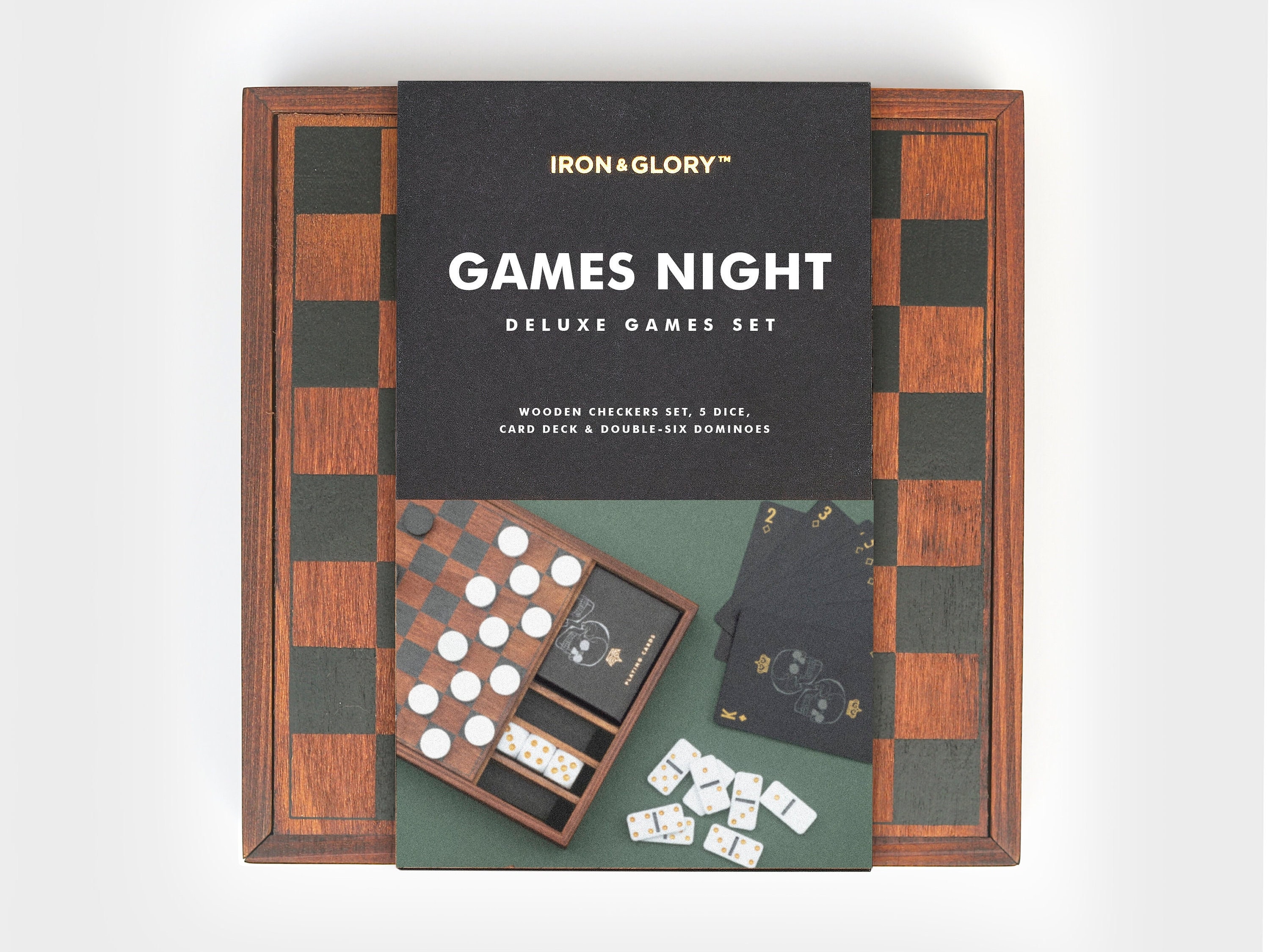Games Night 4 in 1 Wooden Games Compendium Dice Set Etsy UK