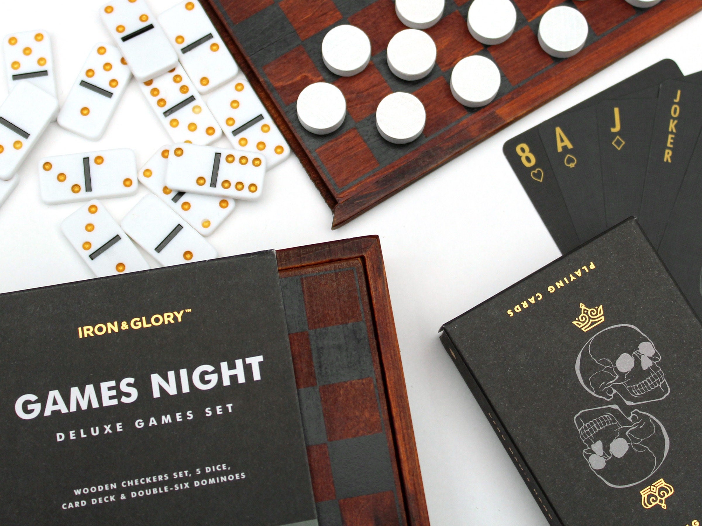 Games Night 4 in 1 Wooden Games Compendium Dice Set Etsy UK