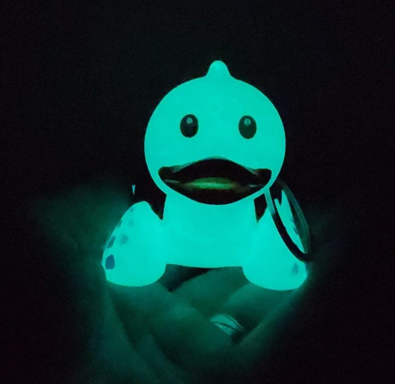 Glow in the Dark Turtle Rubber Duck Keychain/ Glows Green/fun Gift ...