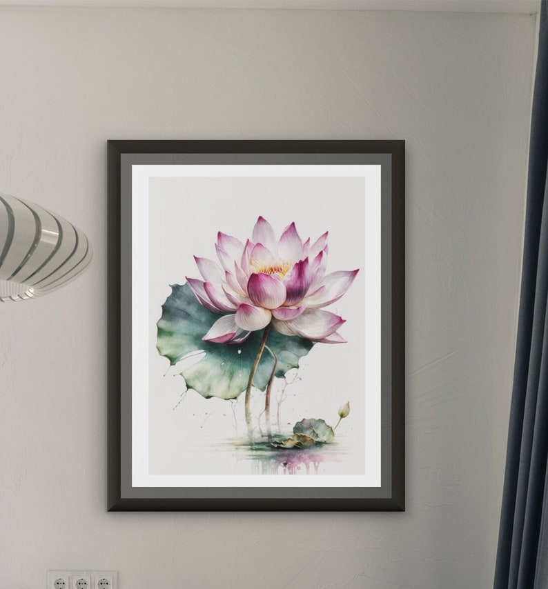 Lotus Flower Digital Watercolor Print Spiritual Design Instant Download ...