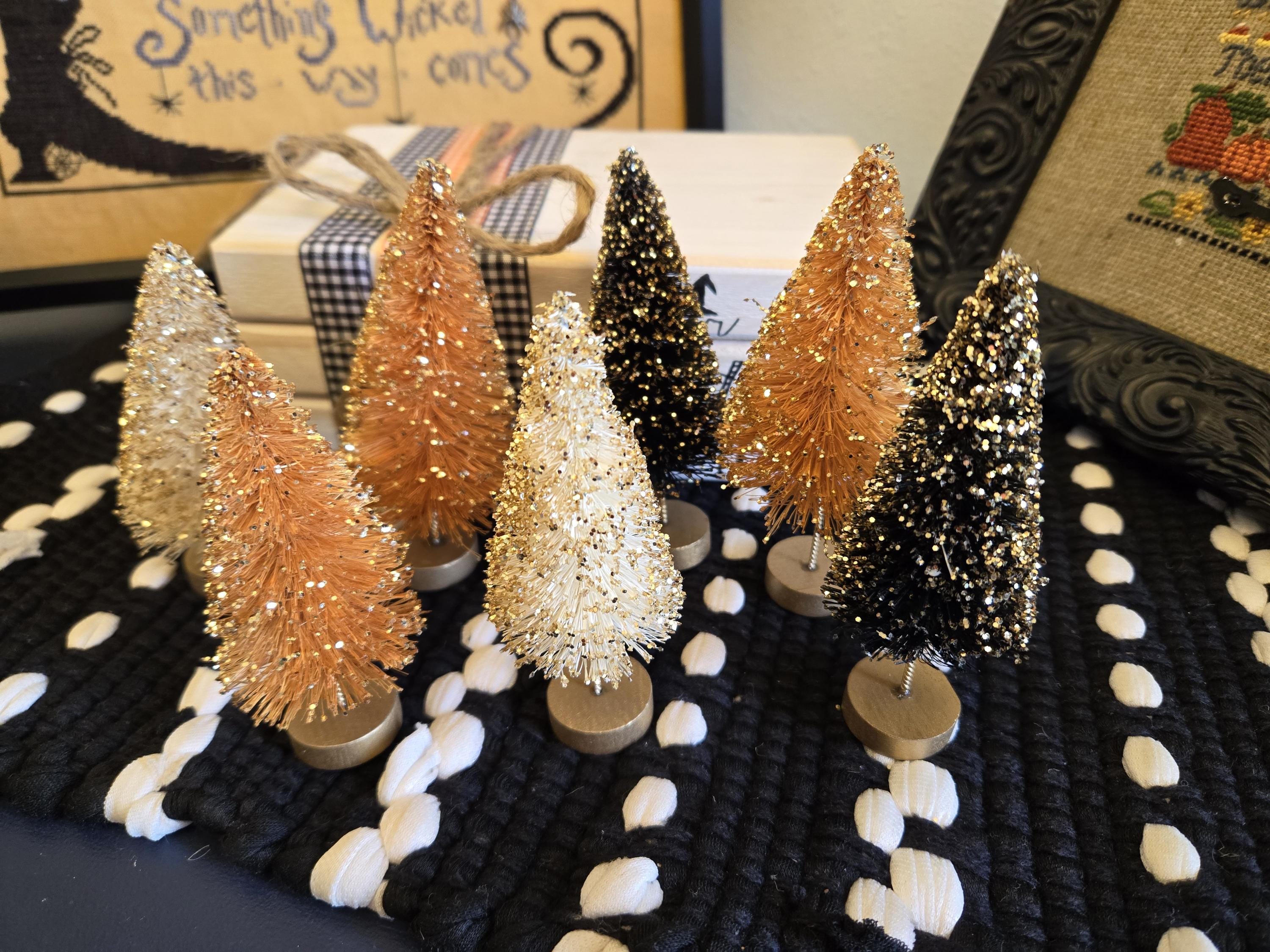 Mini Halloween Bottle Brush Trees - Set of 7 - Etsy