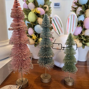 Pastel Layered Bottle Brush Trees - Set of 3