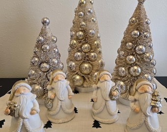 Weiss und Gold Weihnachtsmann Figuren