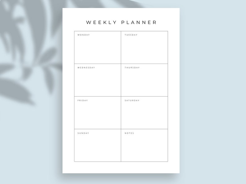 Printable Weekly Planner | Minimalist | A4 and US Letter Document ...