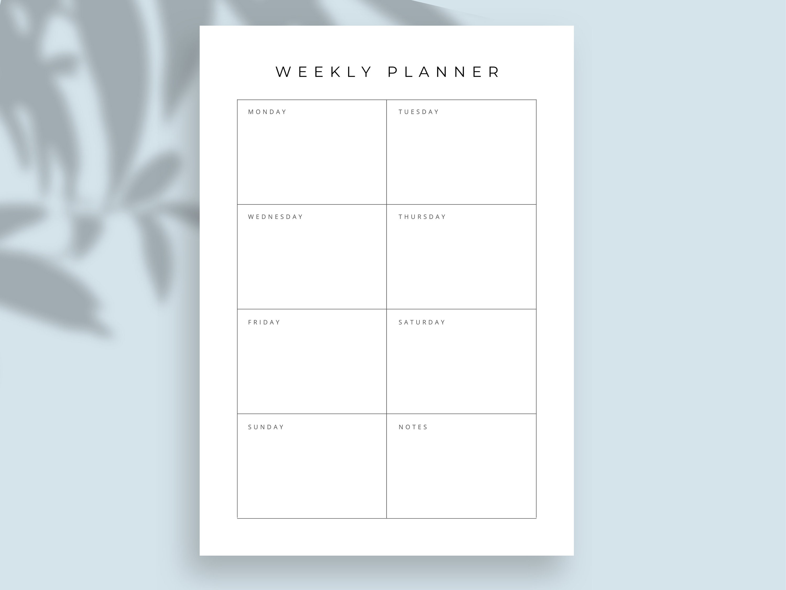 Printable Weekly Planner | Minimalist | A4 and US Letter Document ...