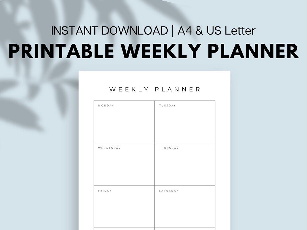 Printable Weekly Planner | Minimalist | A4 and US Letter Document ...