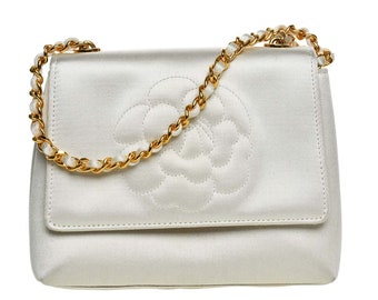 Chanel Vintage Ivory Satin Evening Bag