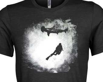 Night Diving with Hammerhead sharks T-shirt. Mens, Ladies & kids all  sizes. 100% cotton and environment friendly packaging.